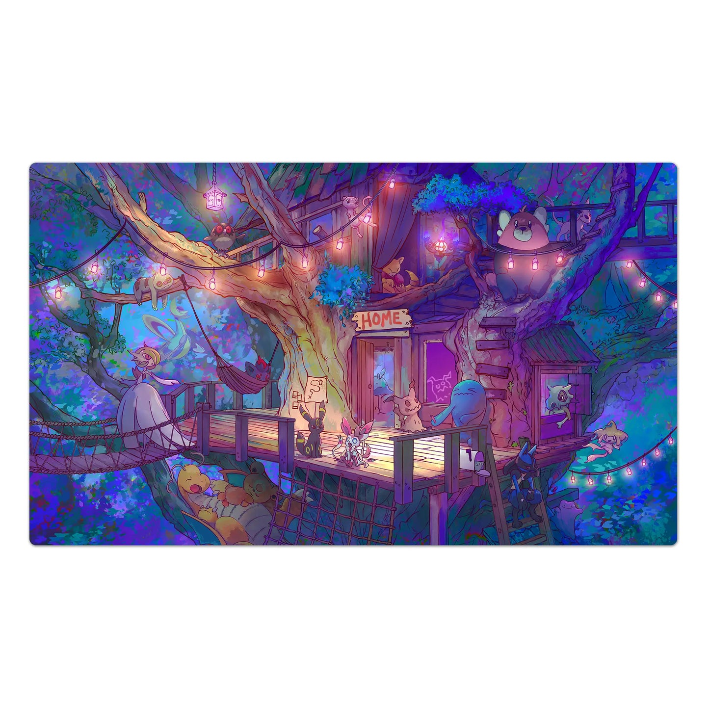 Creature Collecting Treehouse Night - Desk & Gaming Playmat