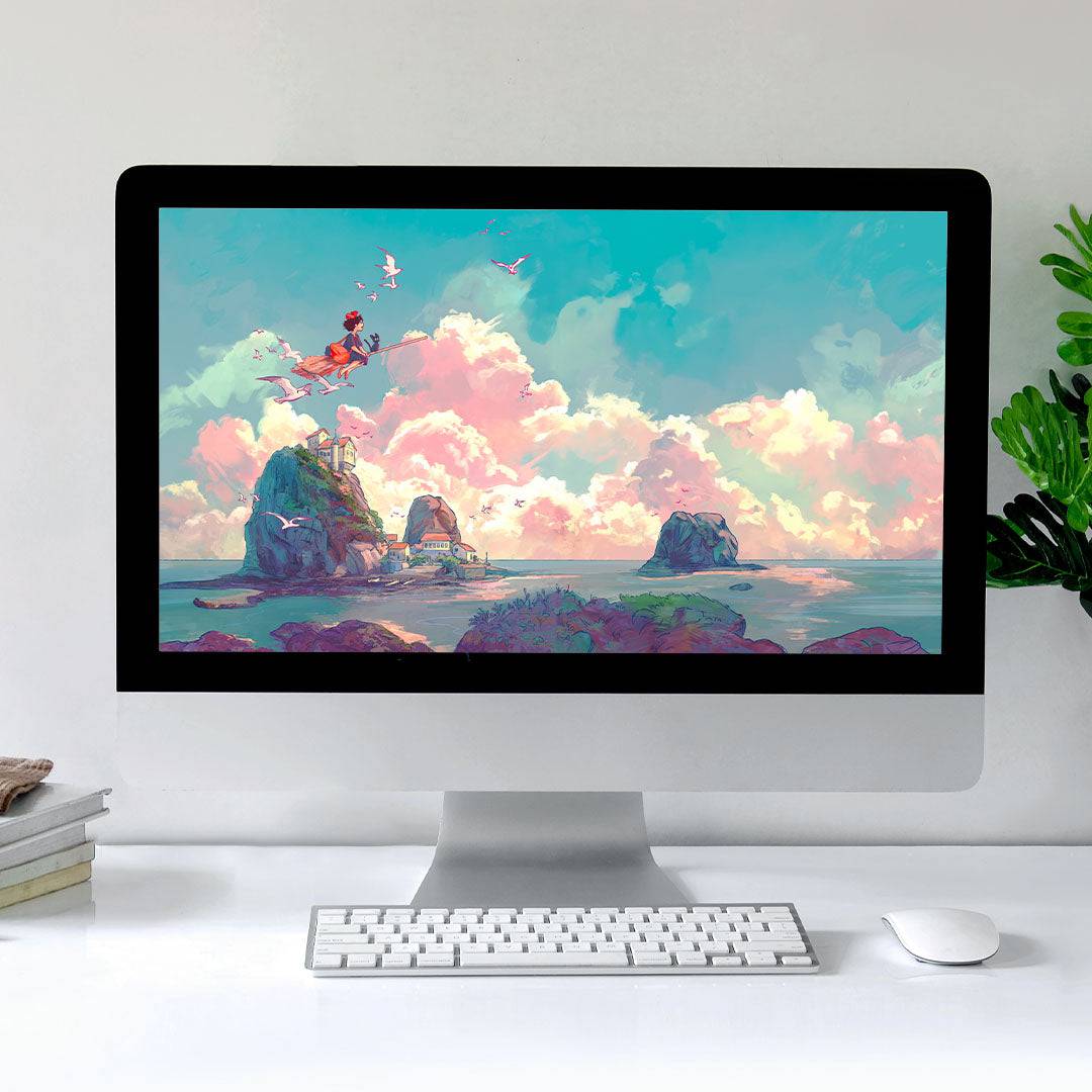 HD ultra-wide desktop wallpaper featuring a delivery service theme by Naomi VanDoren, showcasing vibrant adventure art.