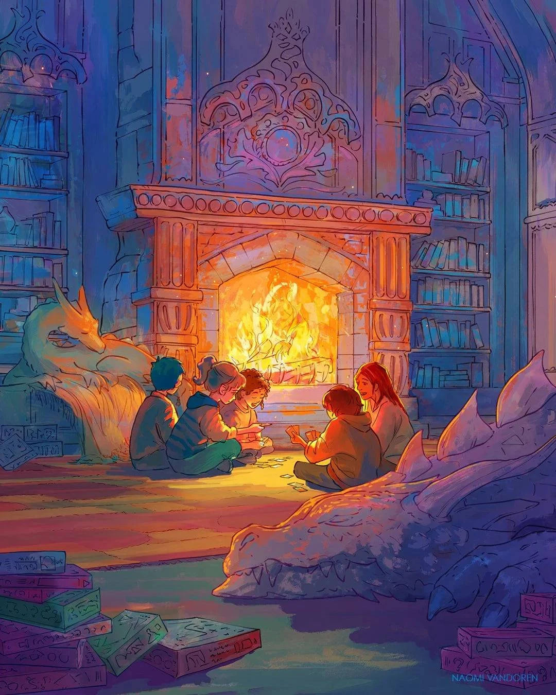 Open edition art print by Naomi VanDoren featuring a detailed dragon illustration for Game Night, Gen Con 2024 celebration.