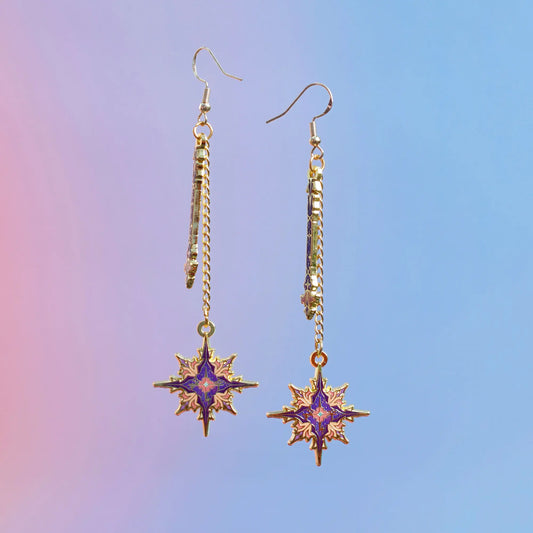 Celestial Armory - Star Flail Enamel Earrings