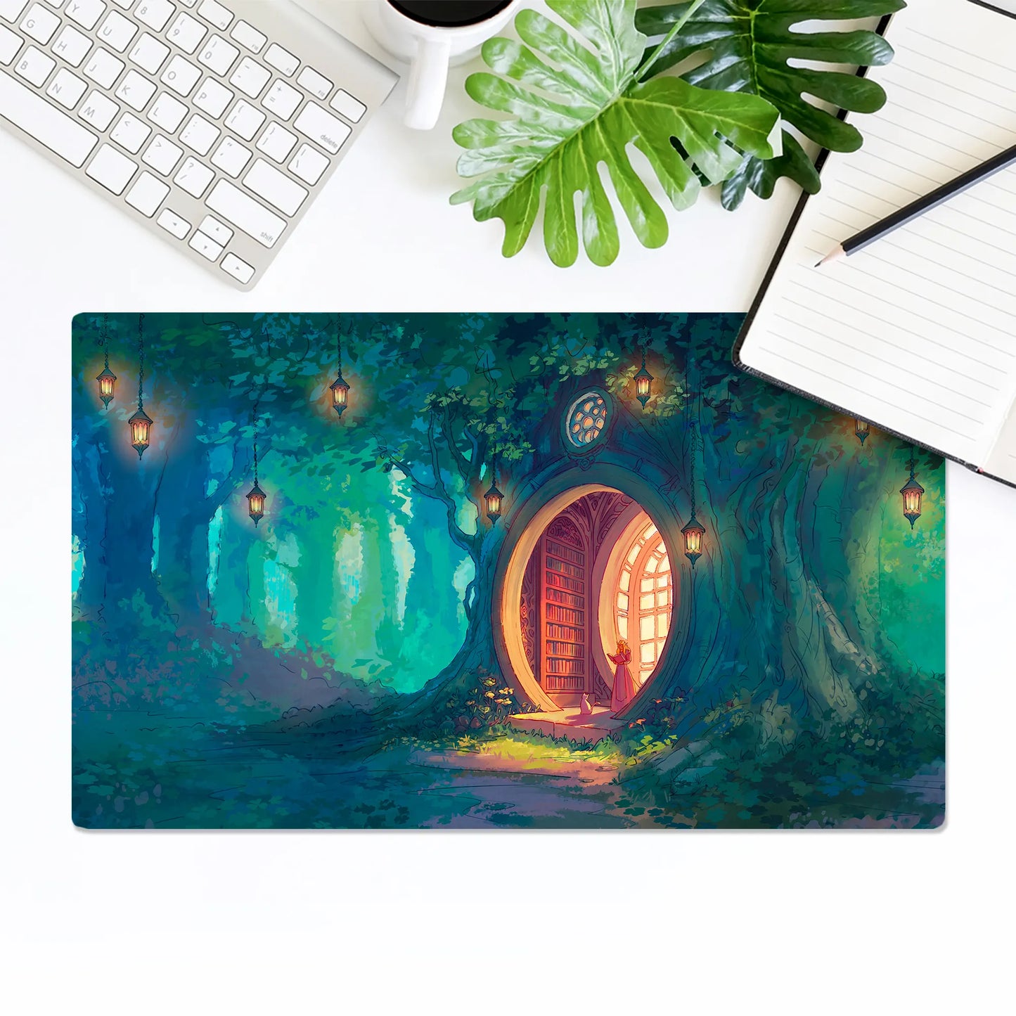 Forest Library - Desk & Gaming Playmat