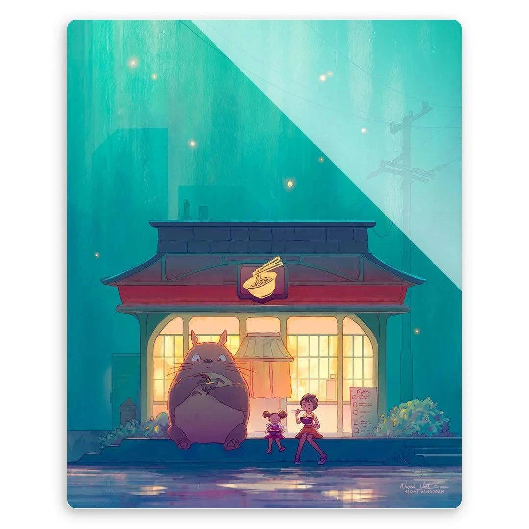 Colorful Ramen Shop art print by Naomi VanDoren featuring a whimsical Japanese ramen shop scene, suitable for wall decor.