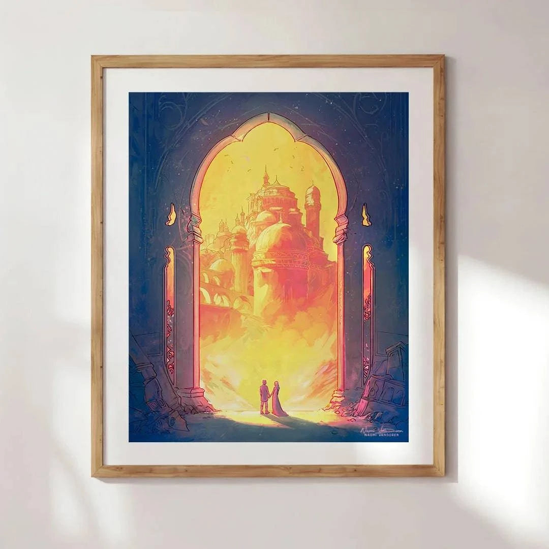 Reunion art print by Naomi VanDoren featuring vibrant bamboo design, framed on white background, suitable for wall decoration.