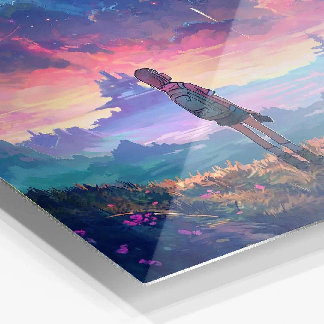 Shuttle Launch art print by Naomi VanDoren featuring a vibrant space shuttle taking off against a starry sky.