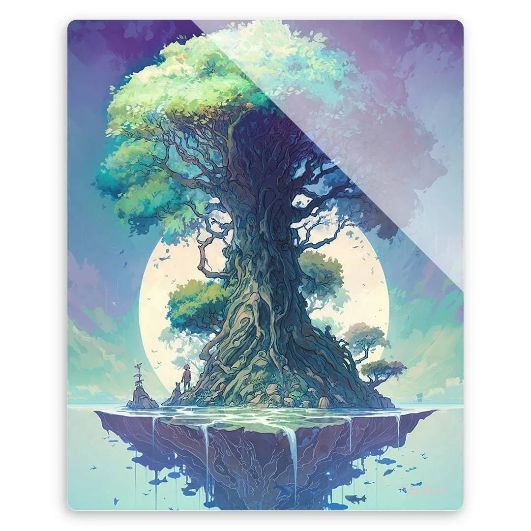 Colorful art print of a world tree by Naomi VanDoren, featuring vibrant details and intricate design, suitable for wall decor.