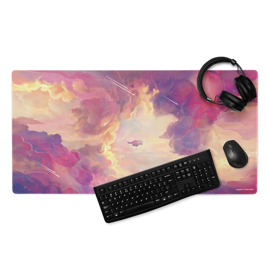 Large Naomi VanDoren Air Kingdom desk and gaming playmat featuring vibrant fantasy artwork with detailed fantasy landscape design.