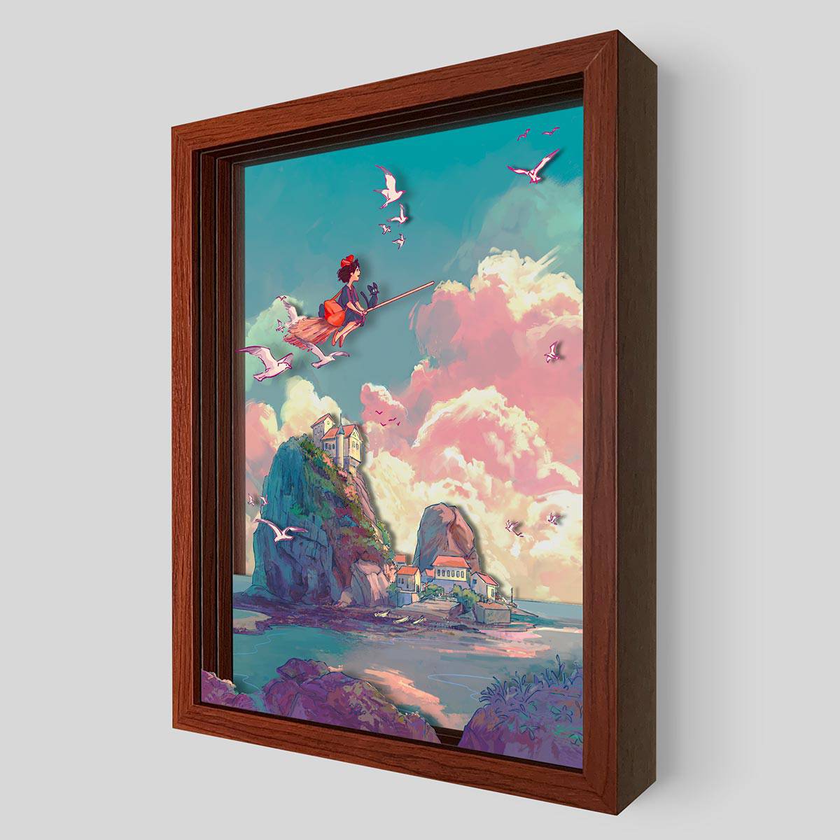 Shadowbox art print by Artovision depicting a delivery service scene with layered shadowbox design, showcasing detailed craftsmanship.
