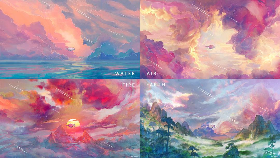 HD desktop wallpaper featuring cloudscape fantasy scene by Naomi VanDoren from The Four Kingdoms series.