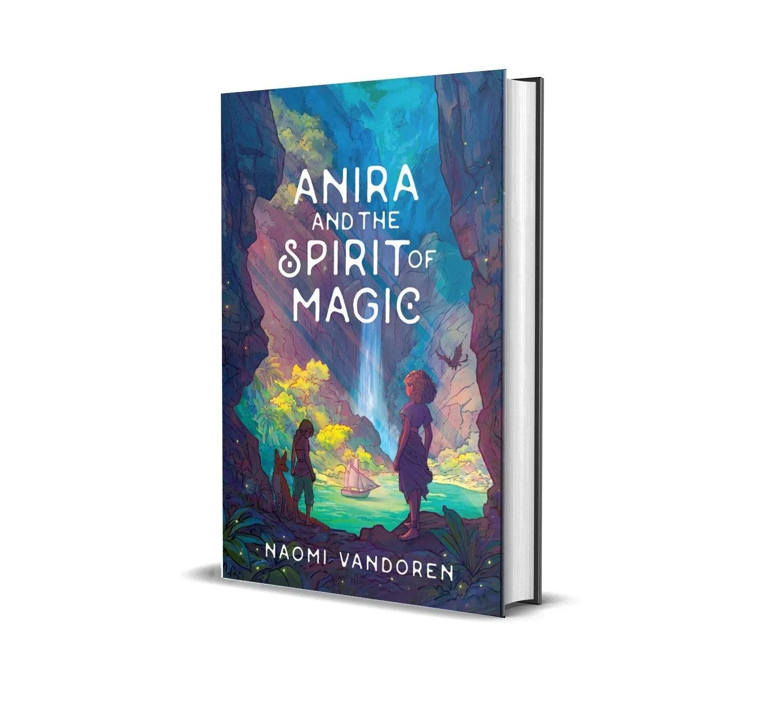 Illustration from Anira and the Spirit of Magic novel by Naomi VanDoren, showing a magical scene with a young girl and mystical elements.