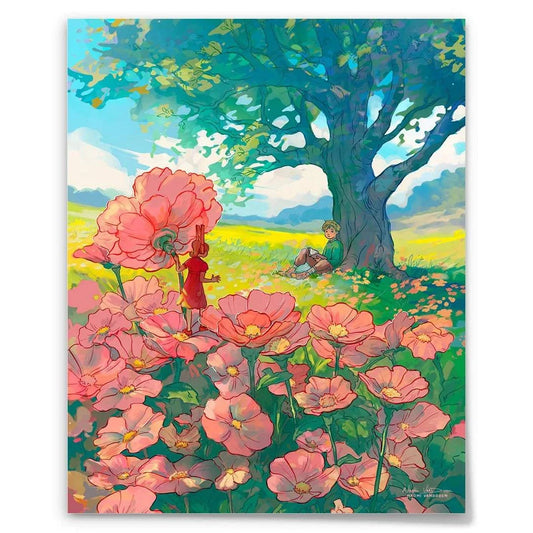 Art print of Arrietty from The Secret World by Naomi VanDoren, featuring detailed illustration of the character on a square, full-bleed background.