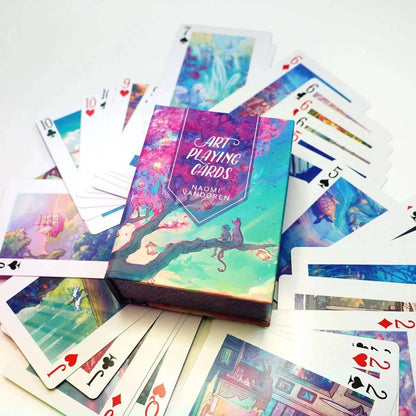 Fantasy art playing cards from the 2025 Naomi VanDoren Adventure Art & Stories deck, featuring colorful illustrated card designs.