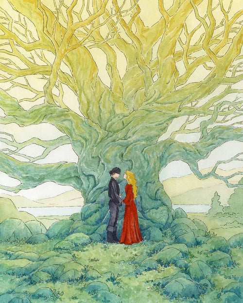 Watercolor art print titled "As You Wish" by Naomi VanDoren, featuring a whimsical, colorful illustration on textured paper.