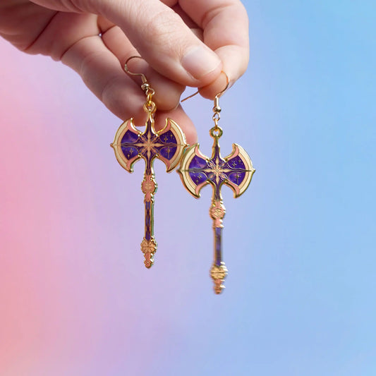 Celestial Armory - Meteor Axe Enamel Earrings