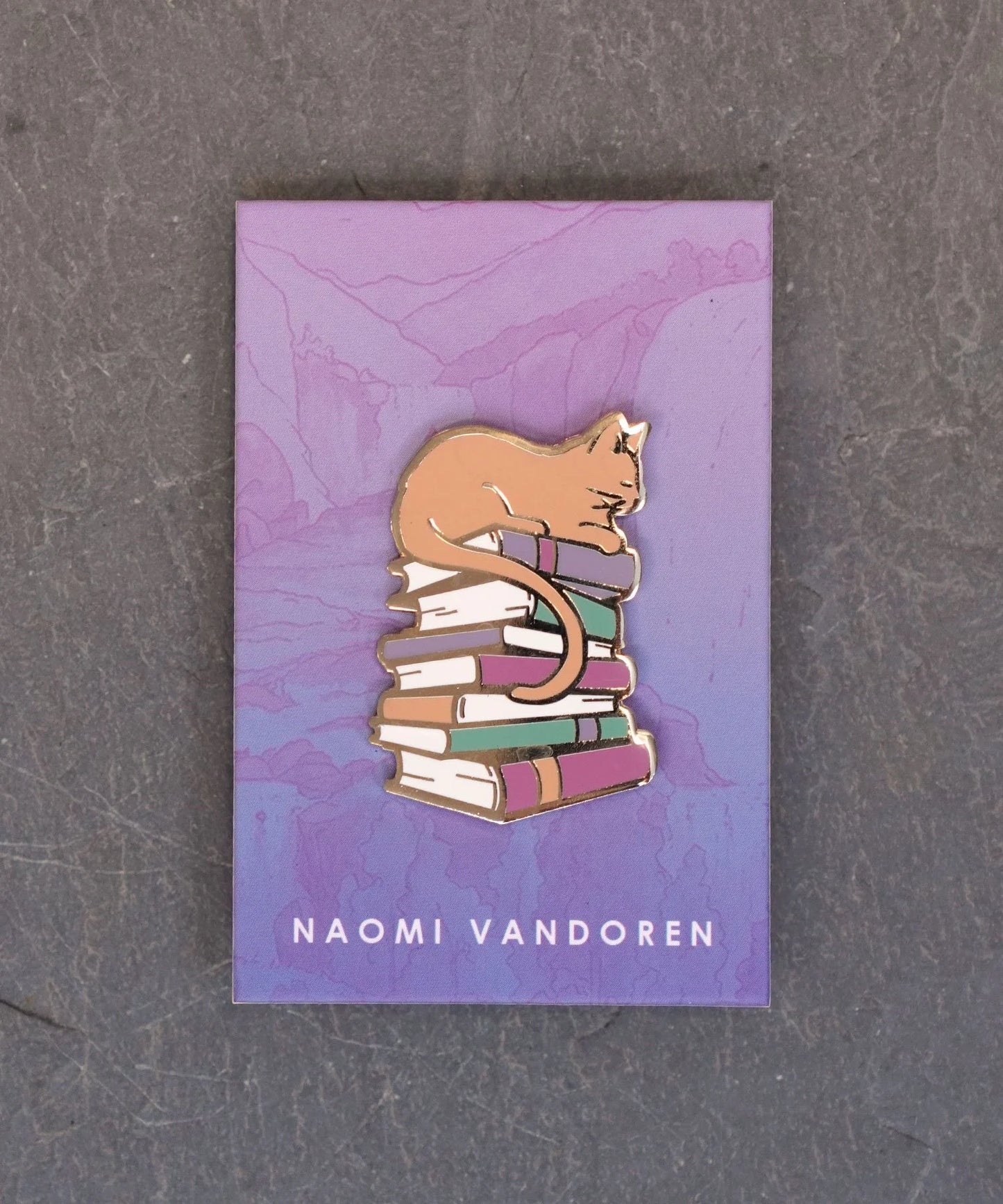 Cat on Books - Enamel Pin