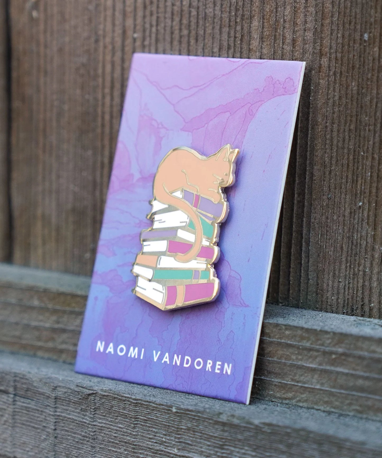 Cat on Books - Enamel Pin