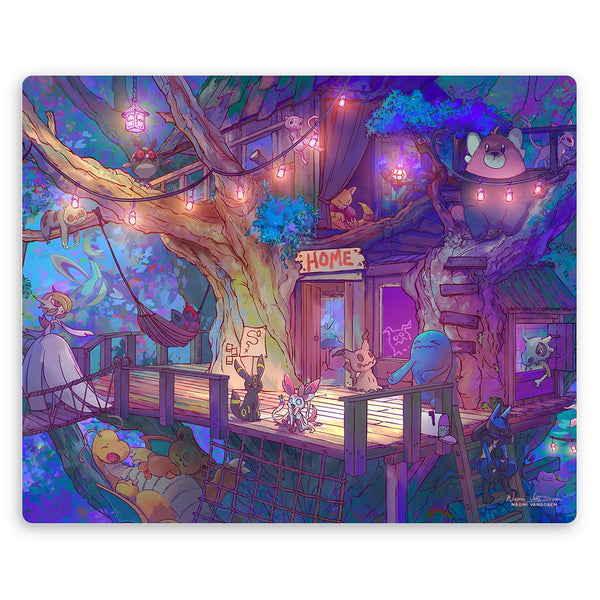 Creature Collecting Treehouse: Night  Scene - Art Print