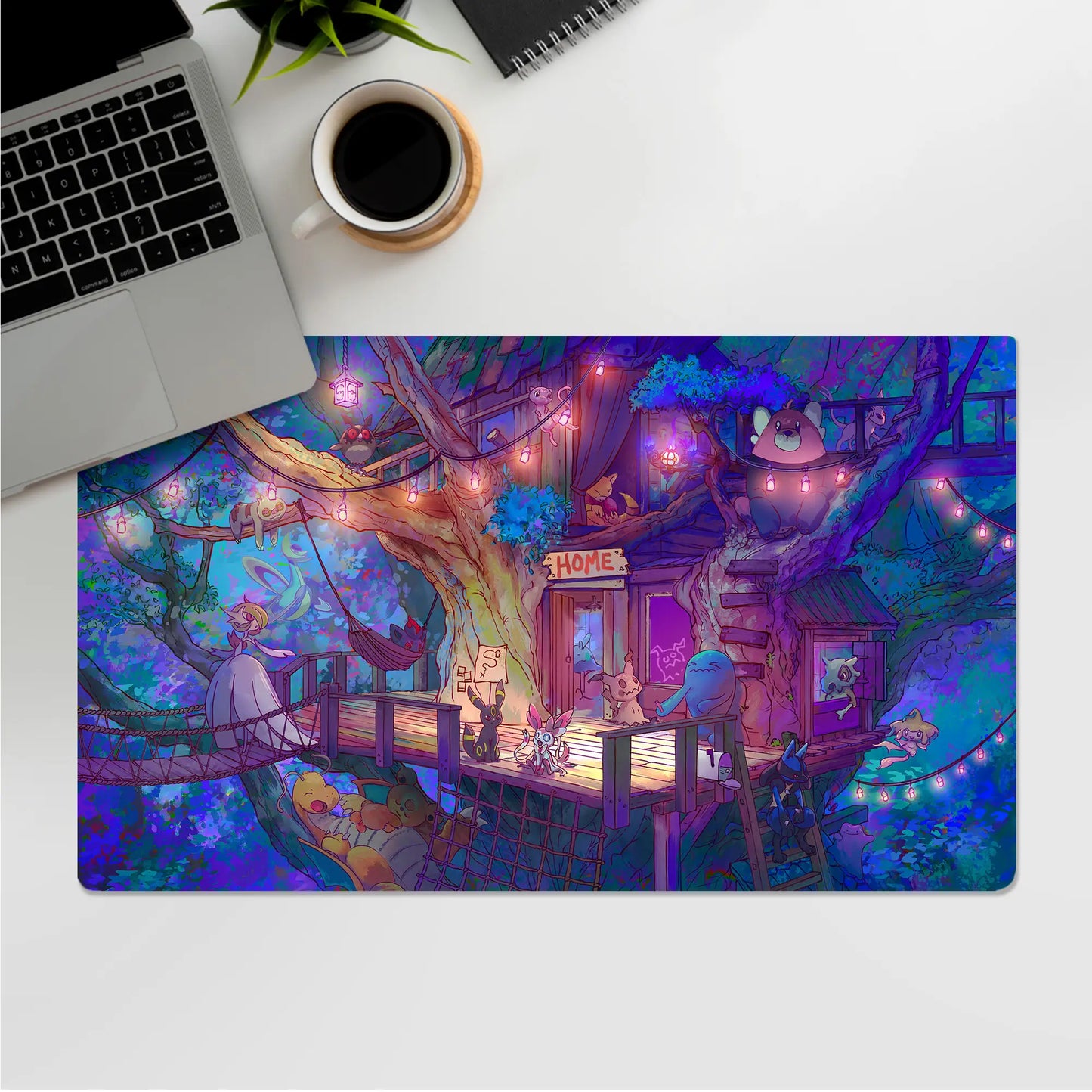 Creature Collecting Treehouse Night - Desk & Gaming Playmat