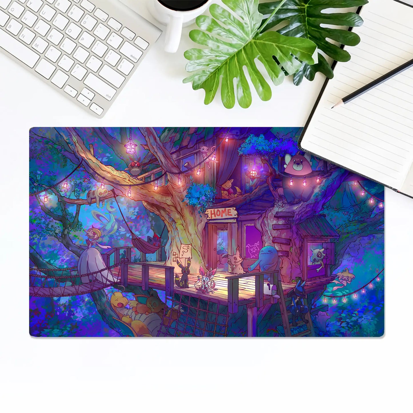 Creature Collecting Treehouse Night - Desk & Gaming Playmat