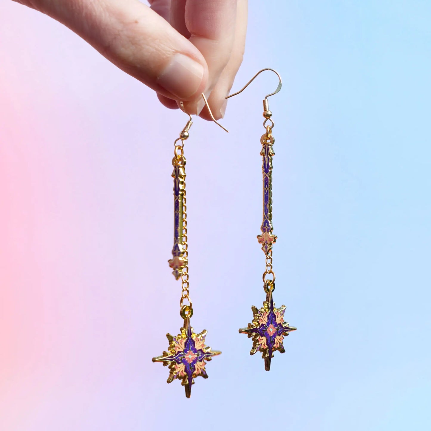 Celestial Armory - Star Flail Enamel Earrings