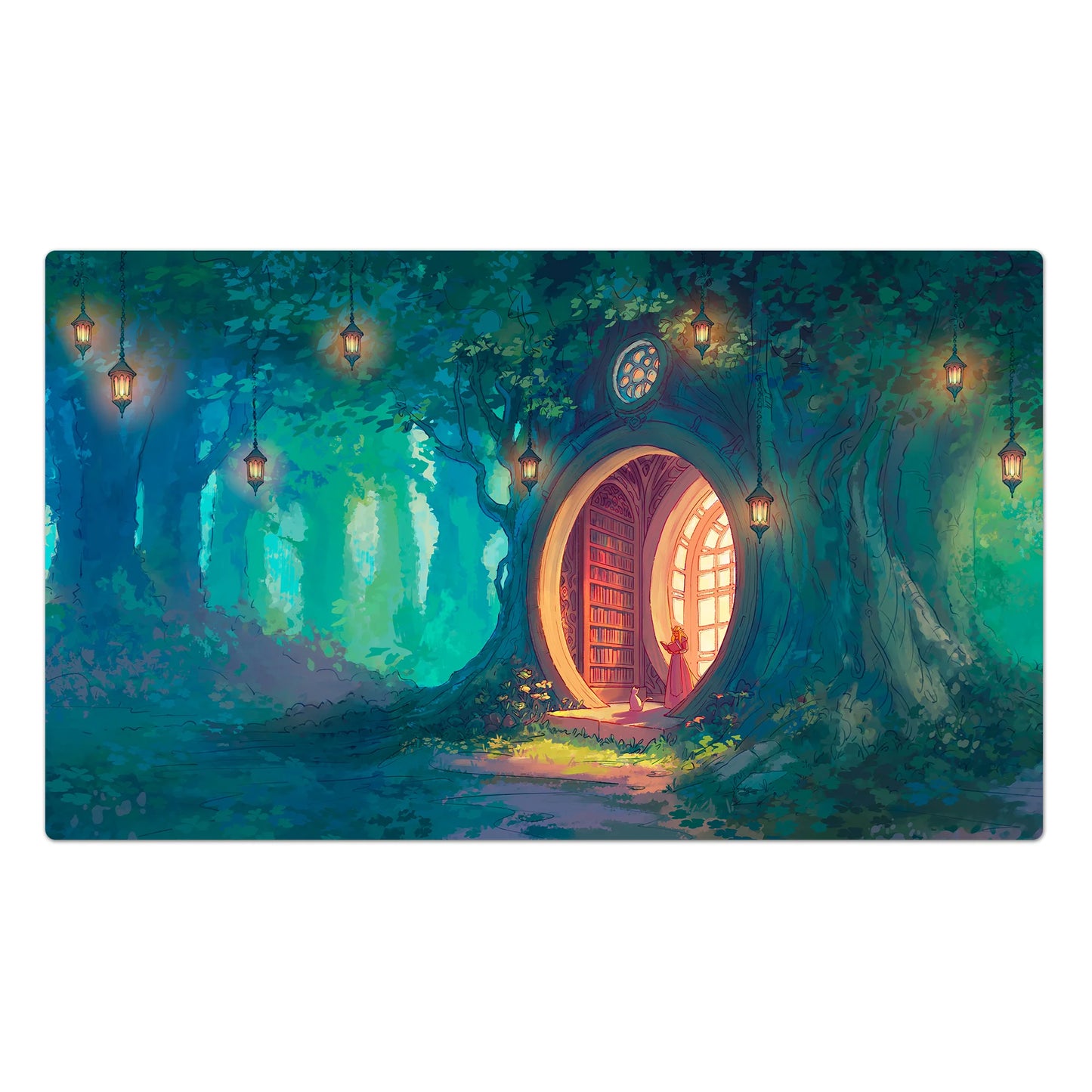 Forest Library - Desk & Gaming Playmat
