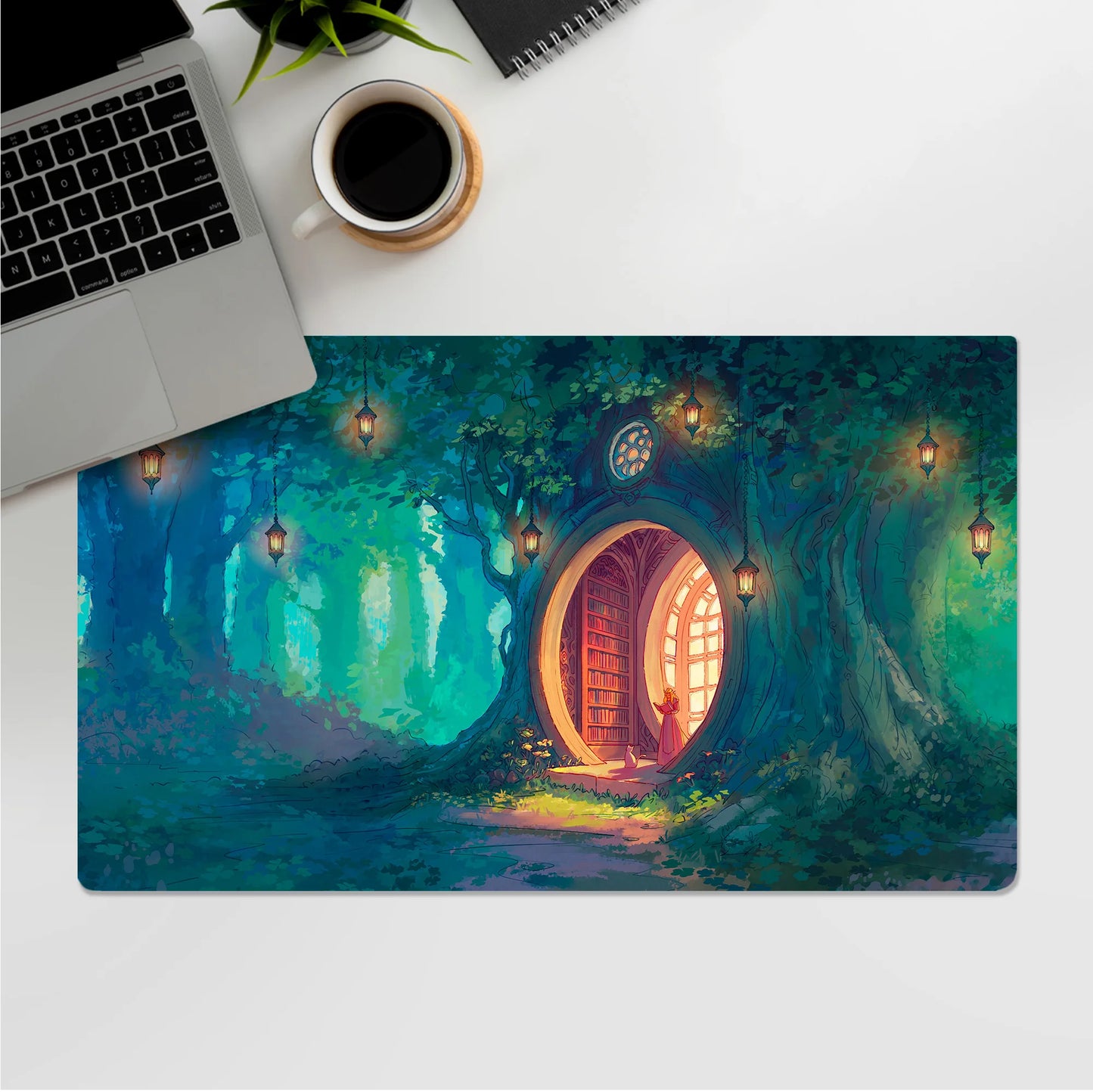 Forest Library - Desk & Gaming Playmat