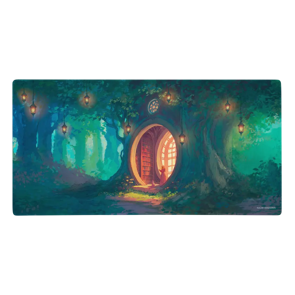 Forest Library - Desk & Gaming Playmat