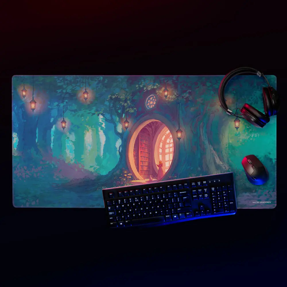 Forest Library - Desk & Gaming Playmat