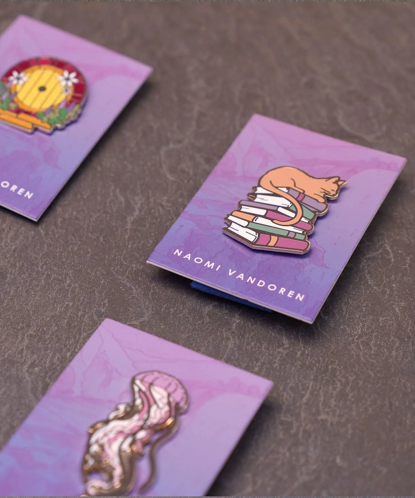 Cat on Books - Enamel Pin