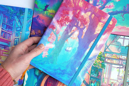 Group of Naomi VanDoren Passage hardcover notebooks with artistic cover designs, ideal for writing and journaling.