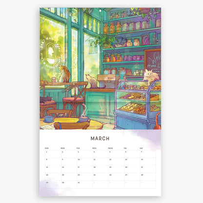 2026 wall calendar featuring fantasy artwork by Naomi VanDoren, showcasing the month of March with vibrant, imaginative illustrations.